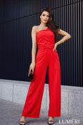 Luméri Studio | Elegant One Shoulder Jumpsuit With Wide Legs Red 1 – LUMÉRI