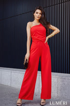 Luméri Studio | Elegant One Shoulder Jumpsuit With Wide Legs Red 1 – LUMÉRI