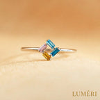 Luméri Aura | 925 Rectangular Birthstone Ring Female Simple Fashion 3 6 Diamond – LUMÉRI luxury jewelry