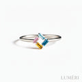 Luméri Aura | 925 Rectangular Birthstone Ring Female Simple Fashion 3 6 Diamond product photo – LUMÉRI