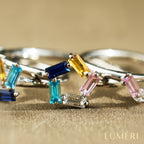 Luméri Aura | 925 Rectangular Birthstone Ring Female Simple Fashion 3 6 Diamond – LUMÉRI luxury jewelry