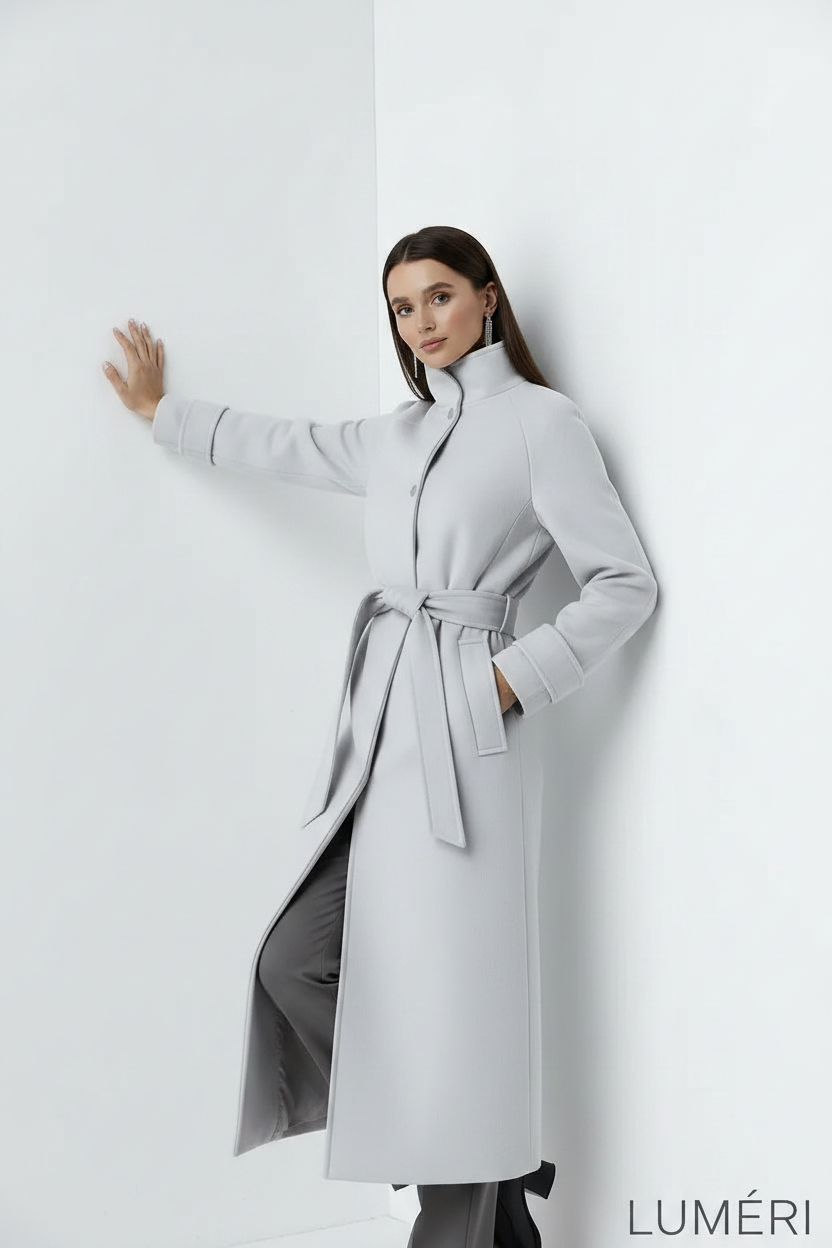 Luméri Studio | Coat Model gray 2 worn on model – LUMÉRI