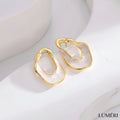 Luméri Essence | Asymmetric Plaid Enamel Gold Tone Women Modern Stylish Jewelry product photo – LUMÉRI