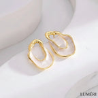 Luméri Essence | Asymmetric Plaid Enamel Gold Tone Women Modern Stylish Jewelry product photo – LUMÉRI