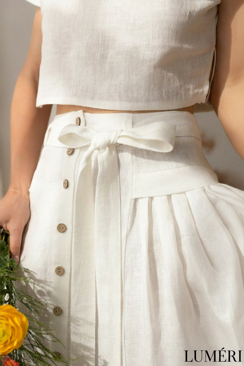 Luméri Studio | Linen Crop Top And Midi Skirt Set – LUMÉRI