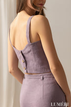 Luméri Studio | Set In Pastel Plum Linen Crop Top And Midi Skirt – LUMÉRI