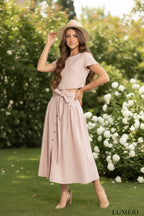 Luméri Studio | Pale Pink Linen Crop Top And Midi Skirt Co Ord Set 1 – LUMÉRI