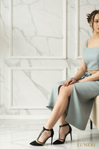 Luméri Studio | Set In Greyish Mint Linen Crop Top And Midi Skirt – LUMÉRI