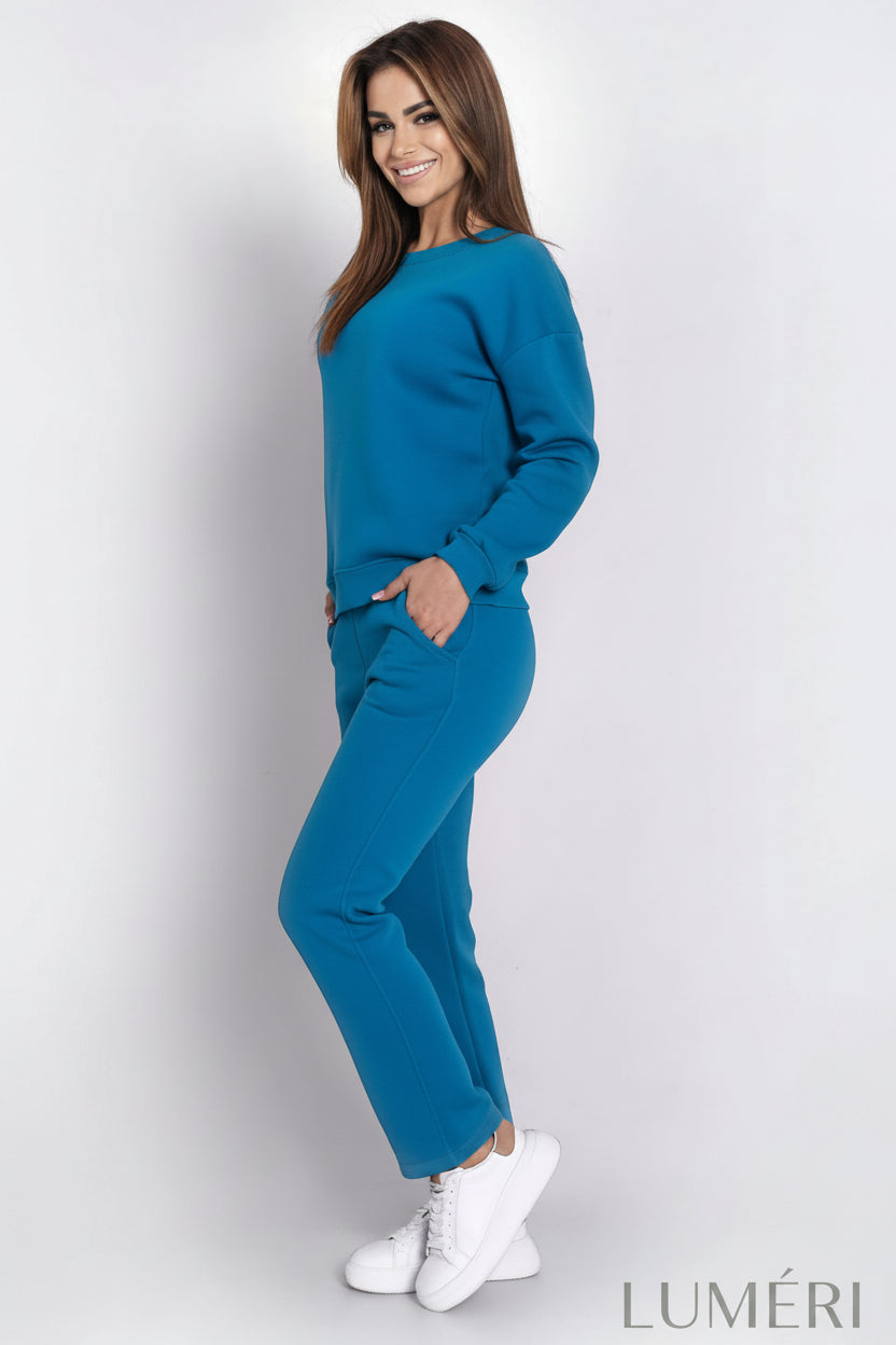 Luméri Leisure | Ladies Insulated Tracksuit Top And Loose Pants Turquoise 3 close-up detail – LUMÉRI