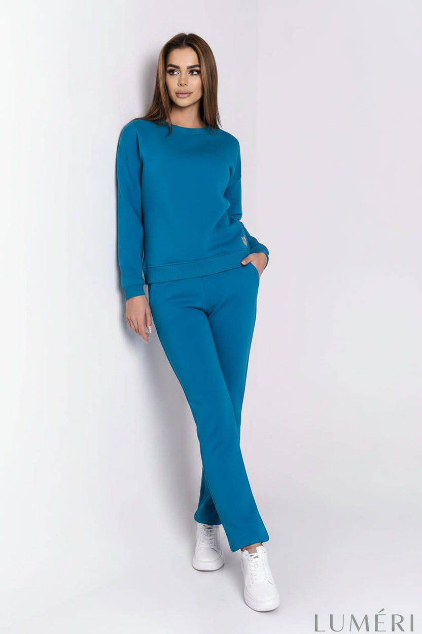 Luméri Leisure | Ladies Insulated Tracksuit Top And Loose Pants Turquoise – LUMÉRI luxury jewelry