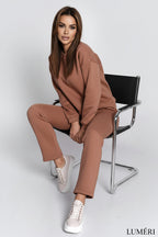 Luméri Leisure | Ladies Insulated Tracksuit Top And Loose Pants Beige 3 close-up detail – LUMÉRI