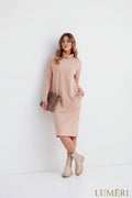 Luméri Muse | Loose Dress With A Turtleneck And Pockets Beige 1 product photo – LUMÉRI