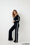 Luméri Leisure | Womens Tracksuit Set With Stripes Black 1 – LUMÉRI