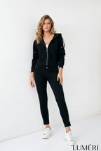 Luméri Leisure | Womens Tracksuit Set With Stripes Black 4 – LUMÉRI