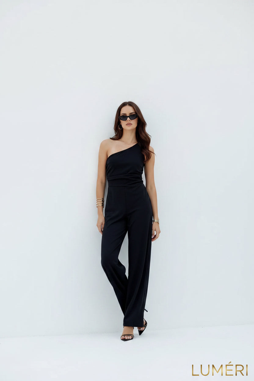 Luméri Studio | Elegant One Shoulder Jumpsuit With Wide Legs Black 4 – LUMÉRI