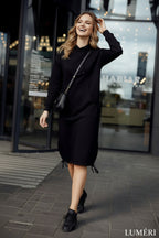 Luméri Muse | Basic Dress With A Pocket And Ties Black 4 – LUMÉRI luxury jewelry