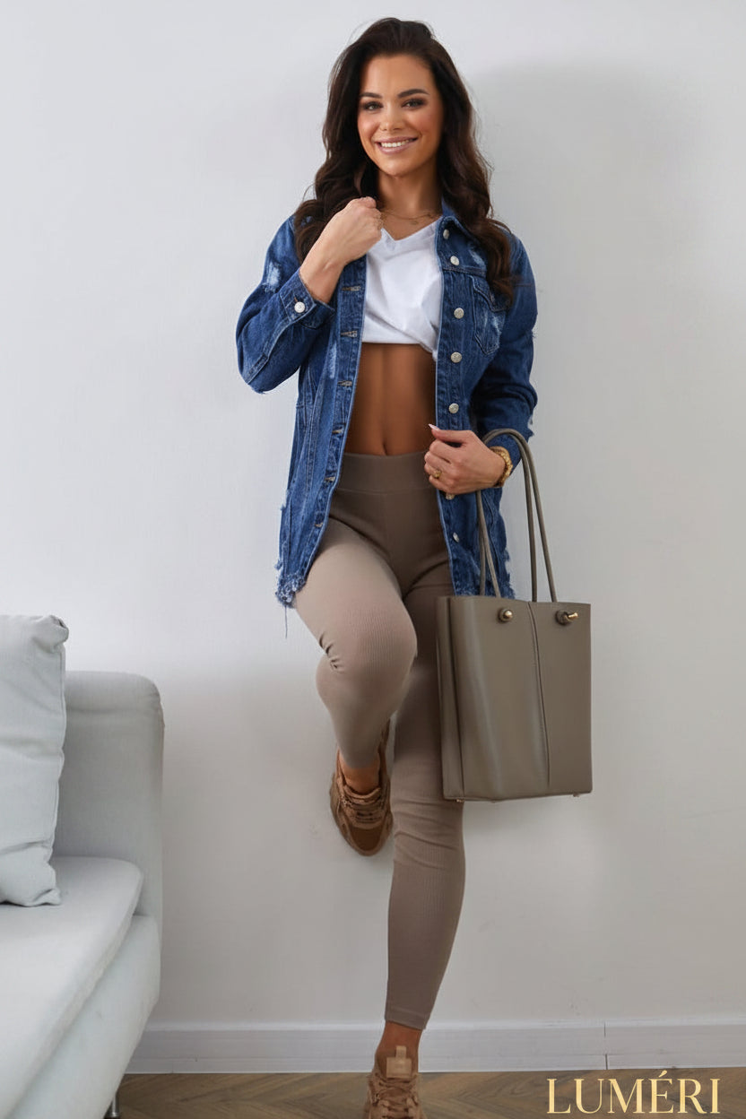 Luméri Studio | Ribbed Womens Leggings Made Of Cappuccino Cotton 3 – LUMÉRI