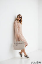 Luméri Muse | Sports Midi Dress With A Hood Beige 4 – LUMÉRI