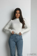 Luméri Studio | Womens Fitted Cream Turtleneck 1 – LUMÉRI