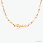 Luméri Essence | Full Silver Vintage Name Necklace Personalized worn on model – LUMÉRI