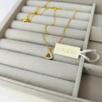 Luméri Solis | Stainless Steel Triangle Necklace close-up detail – LUMÉRI