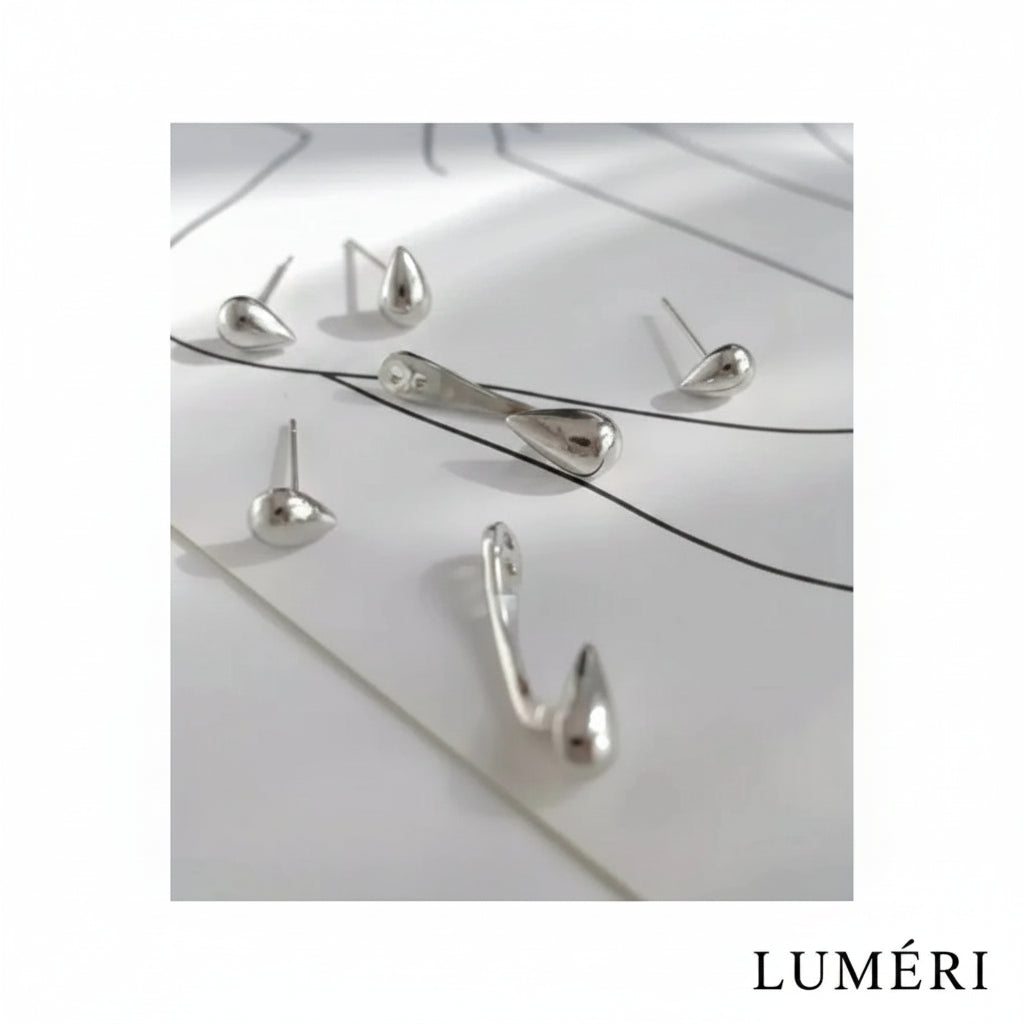 Luméri Solis | Teardrop Earrings For Women Elegant Minimal Classic Jewelry worn on model – LUMÉRI