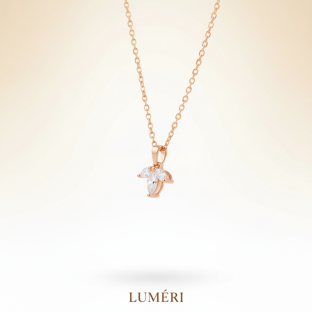 Luméri Bloom | 24 Karats Cz Dainty Flower Petals Pendant Necklace – LUMÉRI luxury jewelry