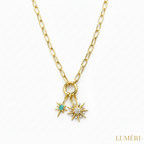 Luméri Bloom | Stainless Steel Lock Removable Charm North Star Necklace close-up detail – LUMÉRI