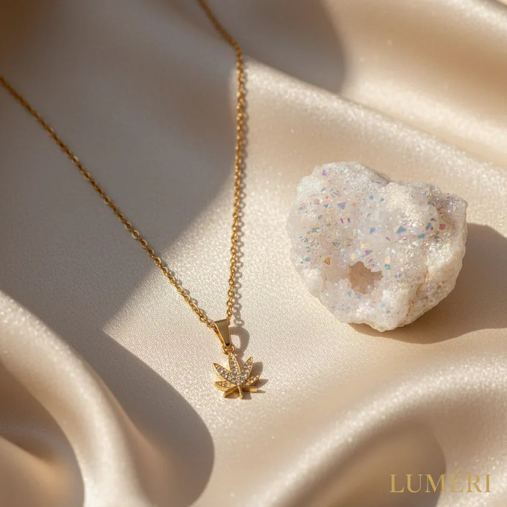 Luméri Bloom | 24 Karats Dainty Cannabis Leaf Necklace – LUMÉRI luxury jewelry