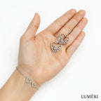 Luméri Bloom | Handmade Heart Earrings With Stars And Pearls worn on model – LUMÉRI