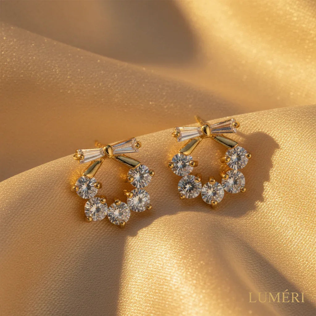 Luméri Aura | 18k Gold Stud Earrings With Cubic Zirconia – LUMÉRI luxury jewelry