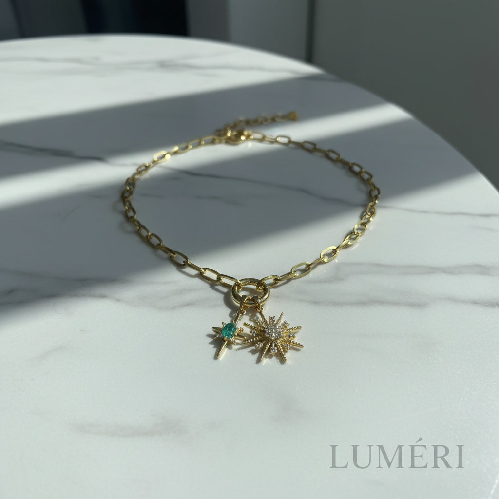 Luméri Bloom | Stainless Steel Lock Removable Charm North Star Necklace product photo – LUMÉRI
