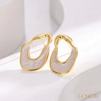 Luméri Essence | Asymmetric Plaid Enamel Gold Tone Women Modern Stylish Jewelry – LUMÉRI luxury jewelry