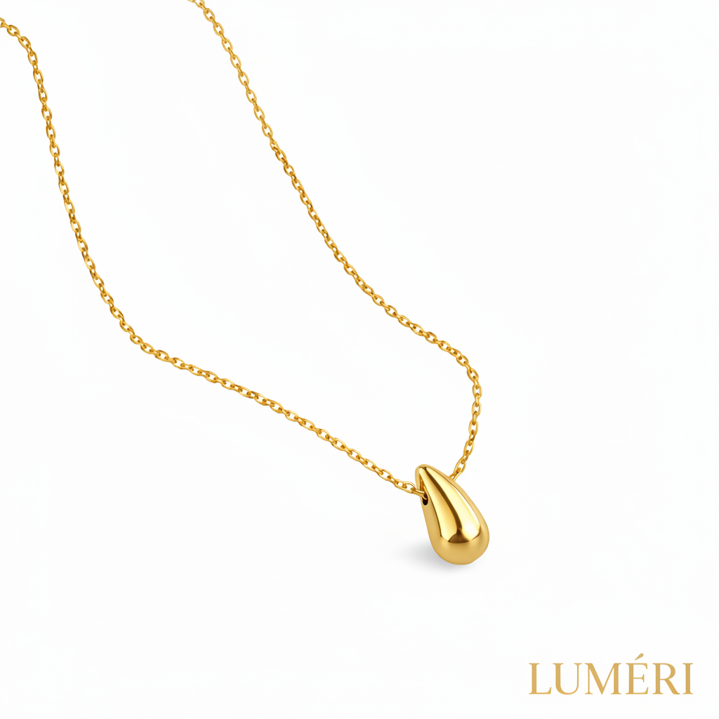 Luméri Solis | Stainless Steel Gold Teardrop Necklace product photo – LUMÉRI