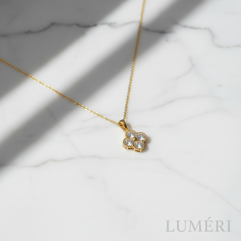 Luméri Bloom | Stainless Steel Crystal Clover Necklace For Women – LUMÉRI luxury jewelry
