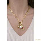 Luméri Essence | Stainless Steel Lock Removable Charm Hand Necklace close-up detail – LUMÉRI
