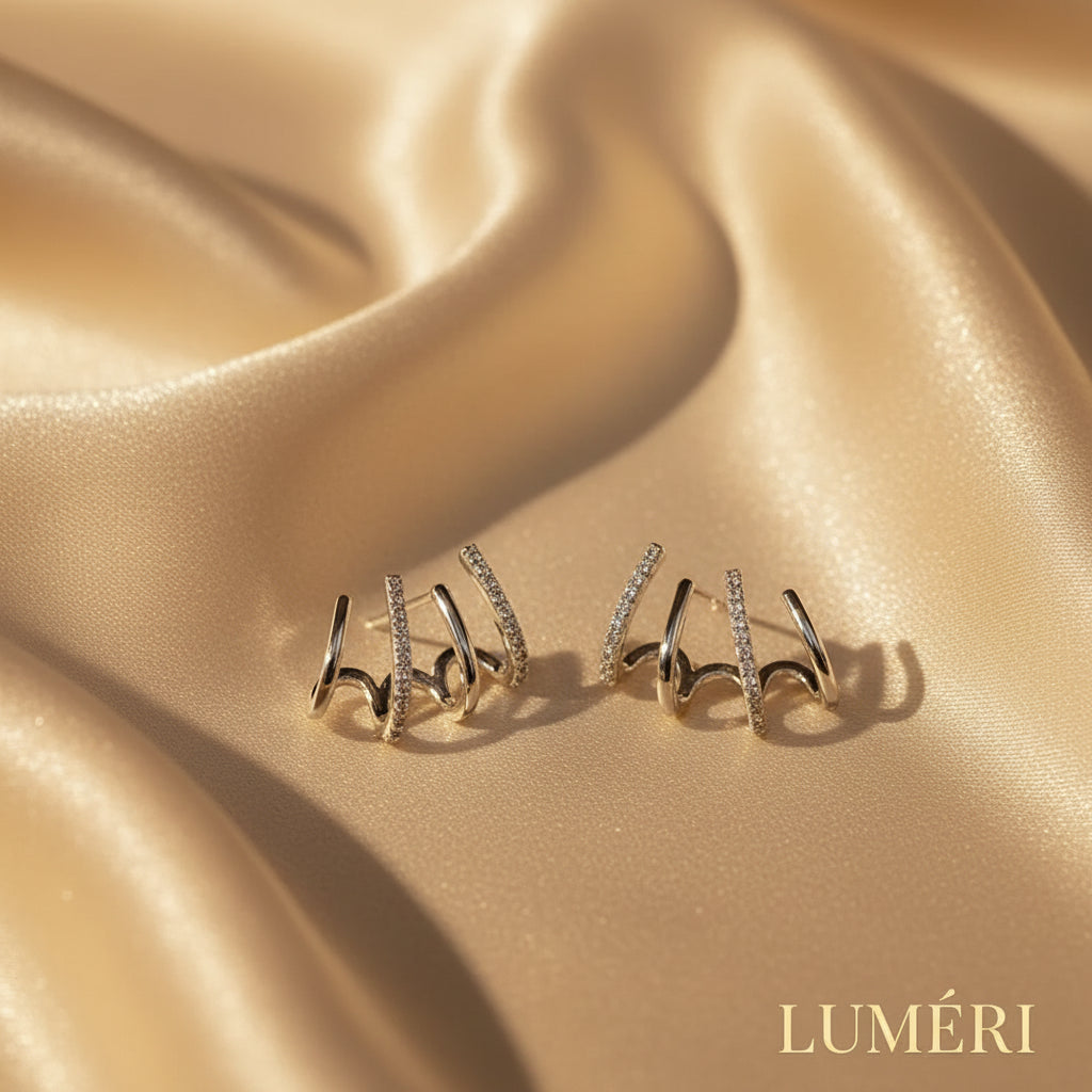 Luméri Aura | Multi Zircon Stone Earrings For Women Dainty Sparkling Elegant Jewelry worn on model – LUMÉRI