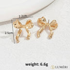 Luméri Essence | Gold Small Bow Drop Earrings For Women Elegant Delicate Jewelry – LUMÉRI luxury jewelry