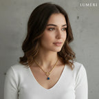 Luméri Aura | Natural Stone Front Lock Chain Necklace Elegant Minimal Jewelry close-up detail – LUMÉRI