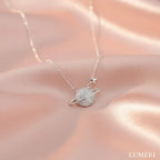 Luméri Bloom | 925 Sterling Silver Saturn Planet Necklace With White Zircon Stone – LUMÉRI luxury jewelry