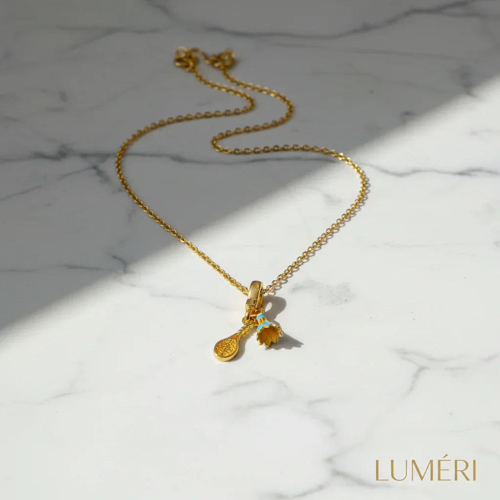 Luméri Essence | Stainless Steel Tennis Charm Necklace For Women worn on model – LUMÉRI