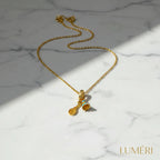 Luméri Essence | Stainless Steel Tennis Charm Necklace For Women worn on model – LUMÉRI
