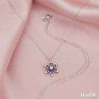 Luméri Aura | 925 Sterling Silver Lotus Camellia With Amethyst Teardrop Stone – LUMÉRI luxury jewelry