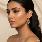 Luméri Bloom | Handmade Heart Earrings With Stars And Pearls close-up detail – LUMÉRI