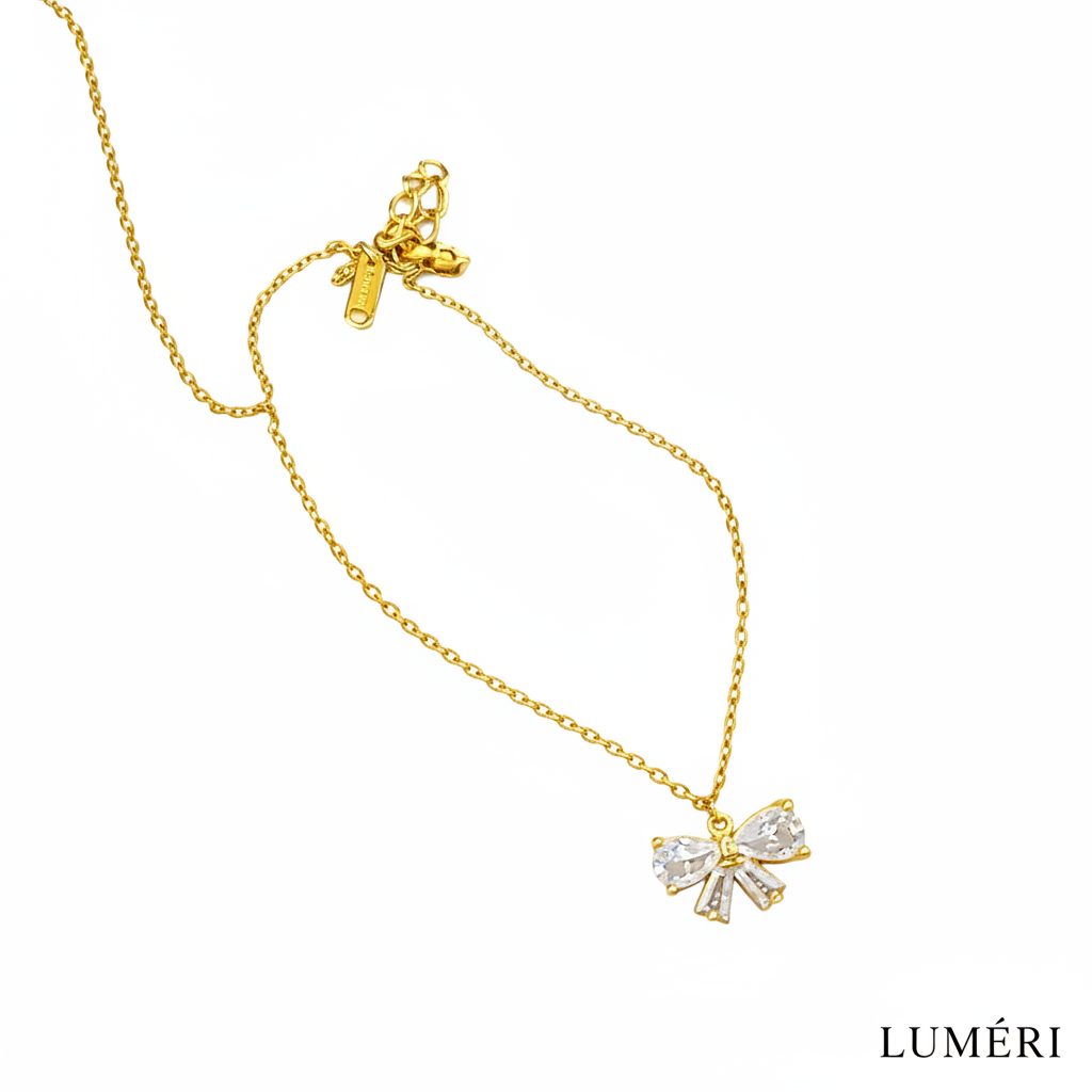 Luméri Aura | Stainless Steel Zircon Bow Necklace For Women – LUMÉRI luxury jewelry