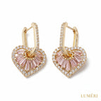 Luméri Bloom | 16k Gold Hoop Earrings With Pink Heart Cubic Zirconia product photo – LUMÉRI