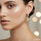 Luméri Bloom | 24 Karats Sea Shell Cubic Zirconia Hoops close-up detail – LUMÉRI