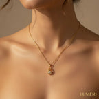 Luméri Aura | 24 Karats Cubic Zirconia Tear Drop Cage Necklace – LUMÉRI luxury jewelry