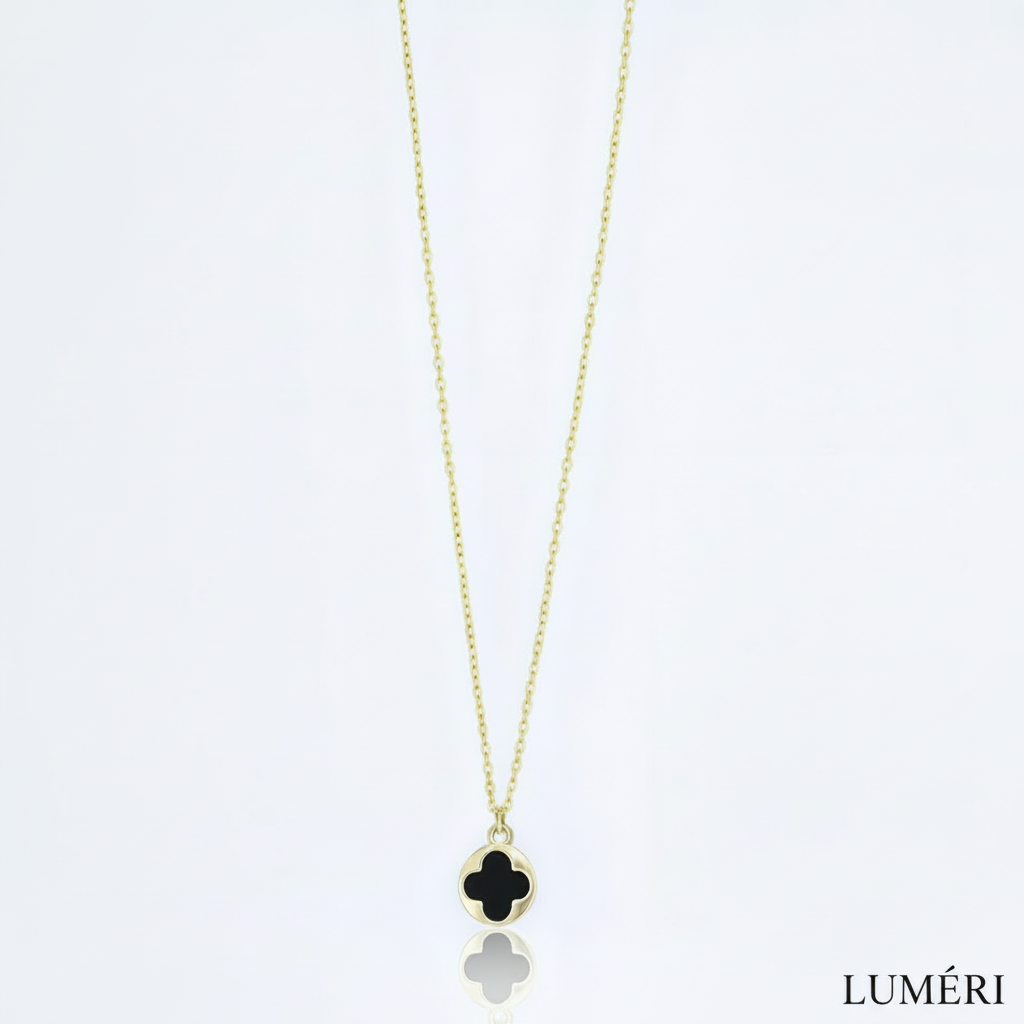 Luméri Bloom | Stainless Steel Black Clover Gold Necklace – LUMÉRI luxury jewelry