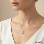 Luméri Bloom | 24 Karat Polaris Star Necklace worn on model – LUMÉRI